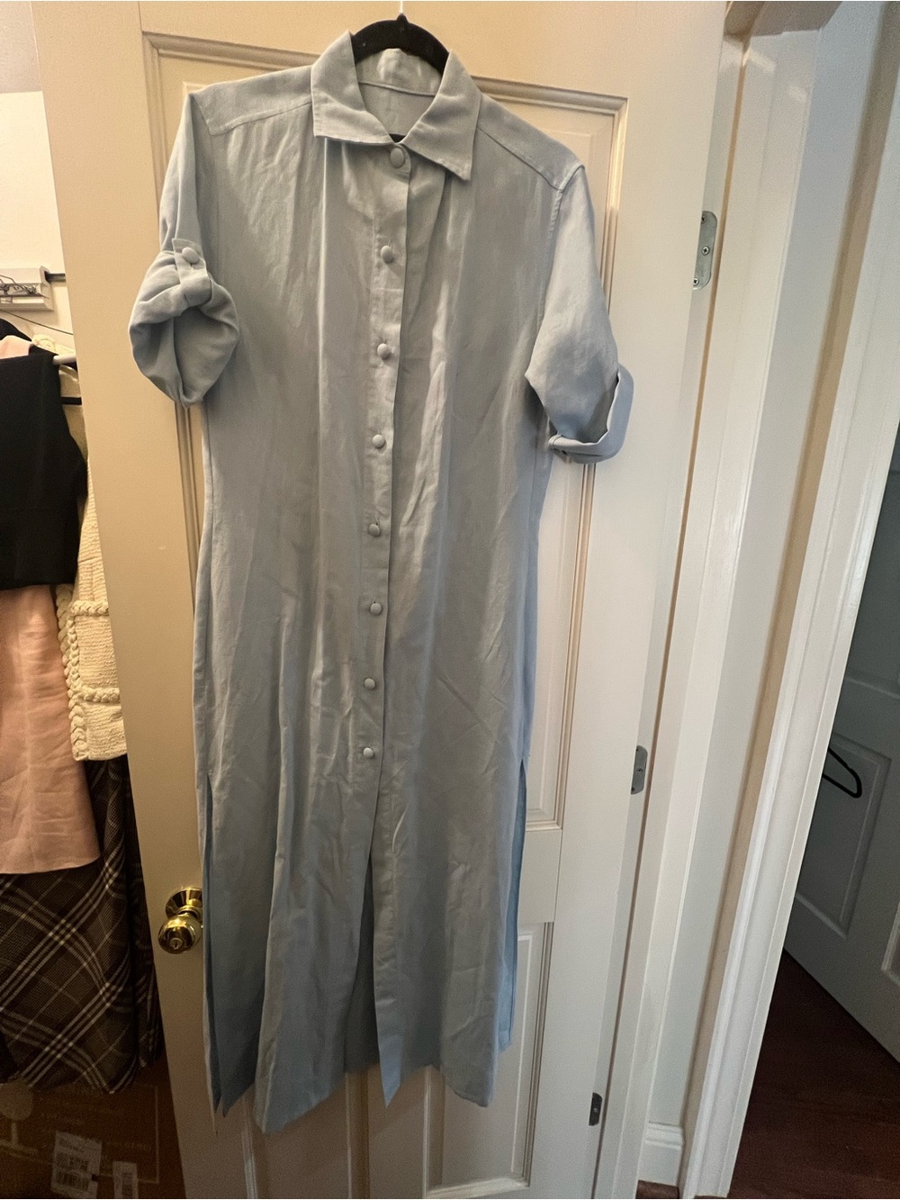 Marta Scarampi Light Blue Button-Up Linen Dress